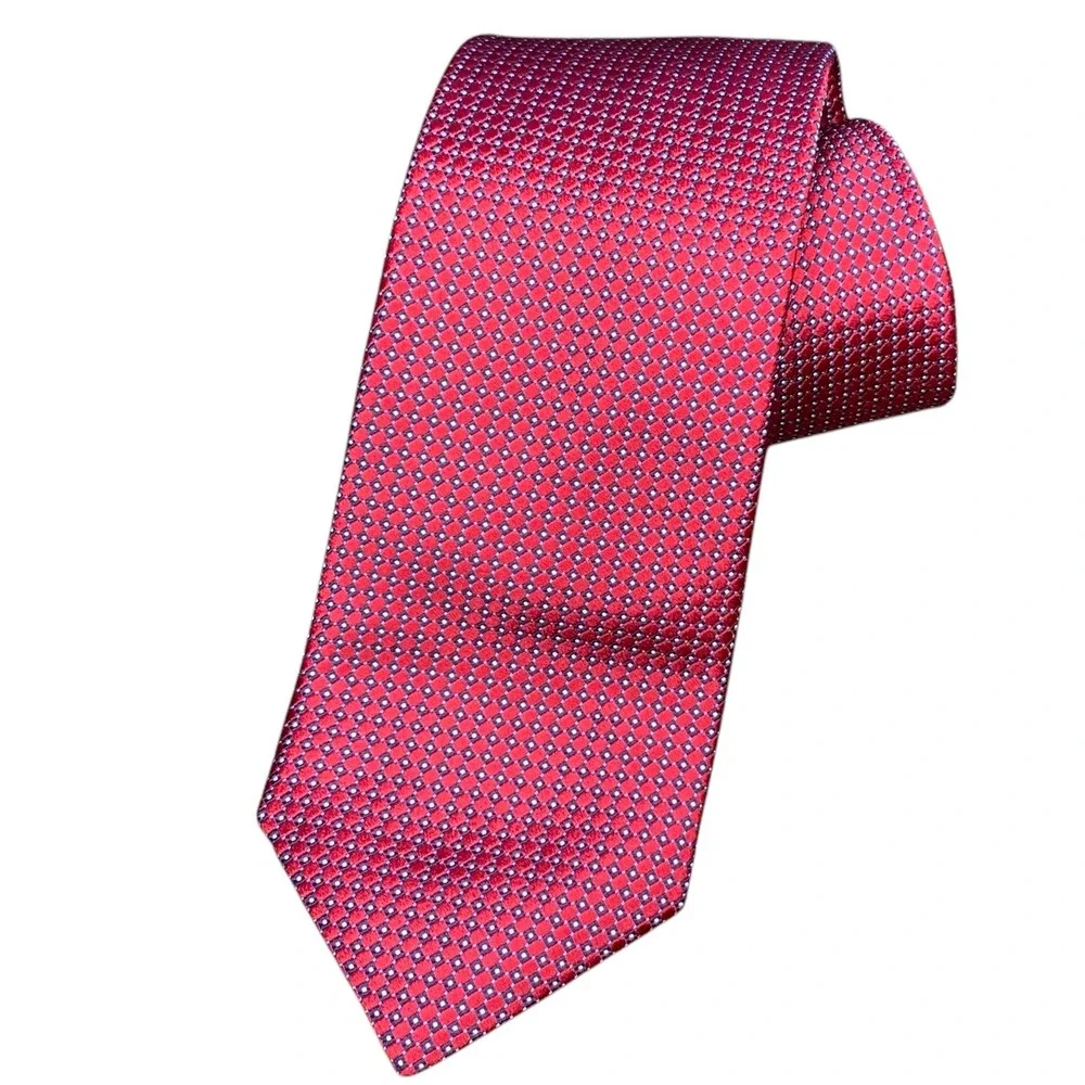 Cremieux red 100%‎ silk handmade tie